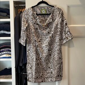 Elizabeth McKay Men's Zebra-Print Polo Shirt - Brown & White